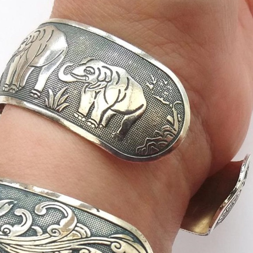Silver Elephant Cuff Bracelet - Picture 4 of 7